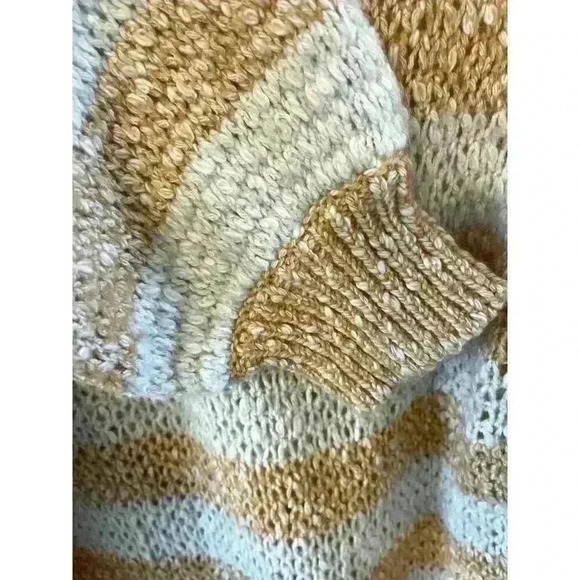 Madewell BAEZ Sweater Size XL White & Orange Stripes Chunky Knit Alpaca Wool - Picture 6 of 7
